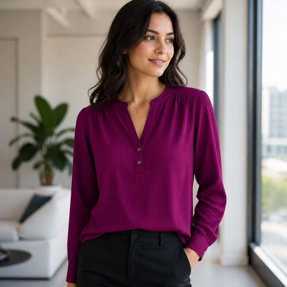 J.Crew Shadow Striped Popover Placket Blouse
